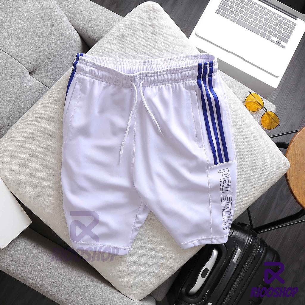 Quần thun nam thể thao thun lạnh 3 đường kẻ sport RPS065 - quần short thun nam Riooshop