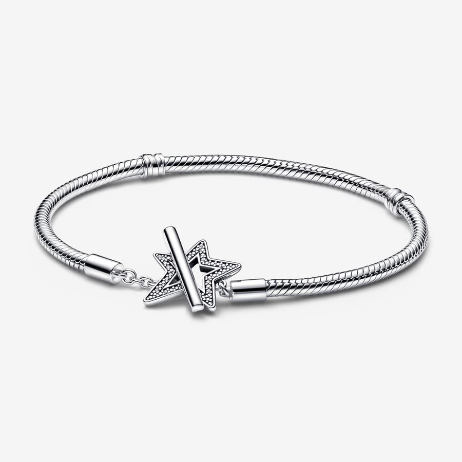 Vòng Tay Bạc 925 Pandora Thiết Kế Không Đối Xứng Hình Chữ T