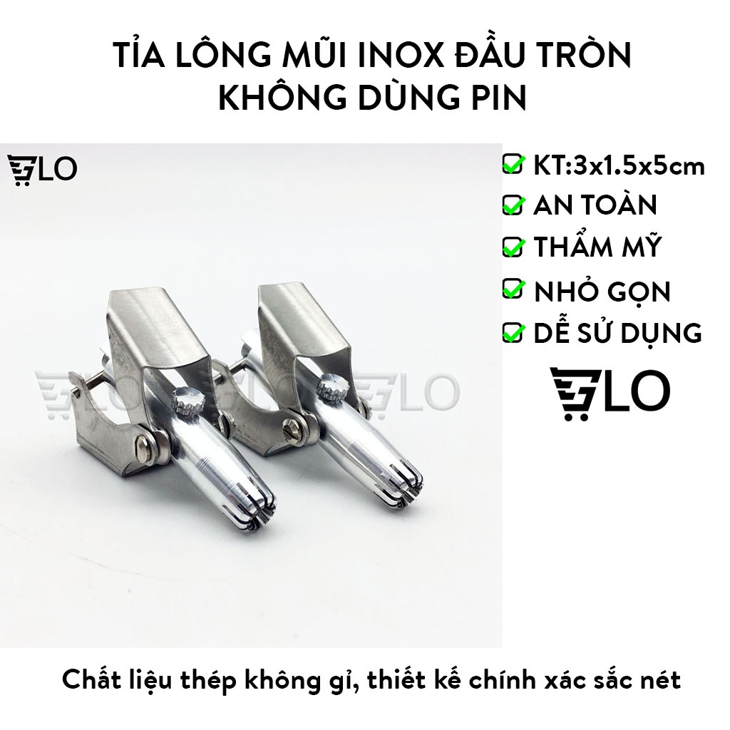 Máy Tỉa Lông Mũi Inox Không Gỉ Đầu Tròn Không Dùng Pin Có Thể Rửa Sạch