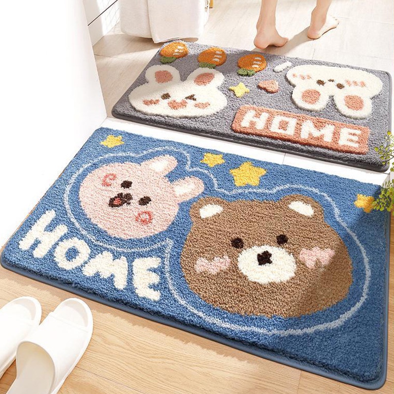 Thảm lót cửa chùi chân Thấm Hút Tốt Họa Tiết Dễ Thương Trang Trí Nhà Tắm