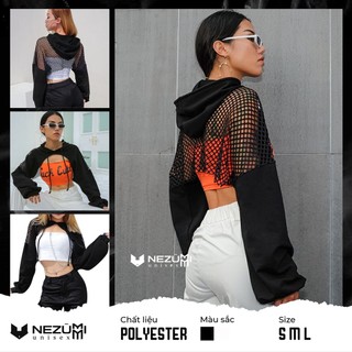 (Order) ÁO CROPTOP HOODIE HỞ NGỰC REN LƯỚI LƯNG (CÓ MŨ), ÁO TẬP NHẢY DANCE