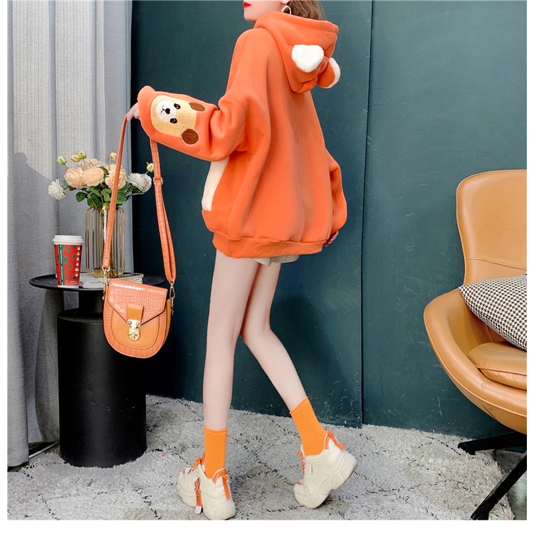 Áo Hoodie Không Tay Dáng Dài Có Đệm Lót Nhung Ấm Áp Thời Trang Thu Đông Mới Cho Nữ