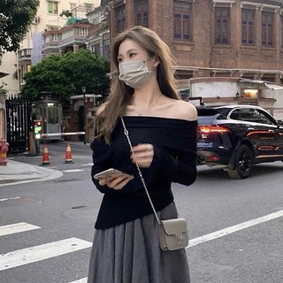 Áo len trễ vai vạt chéo (ảnh thật/ có sẵn)