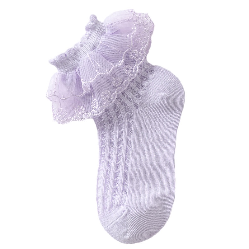 Vớ cotton Mỏng Phối Ren Thoáng Khí Phong Cách Công Chúa Cho Bé Gái