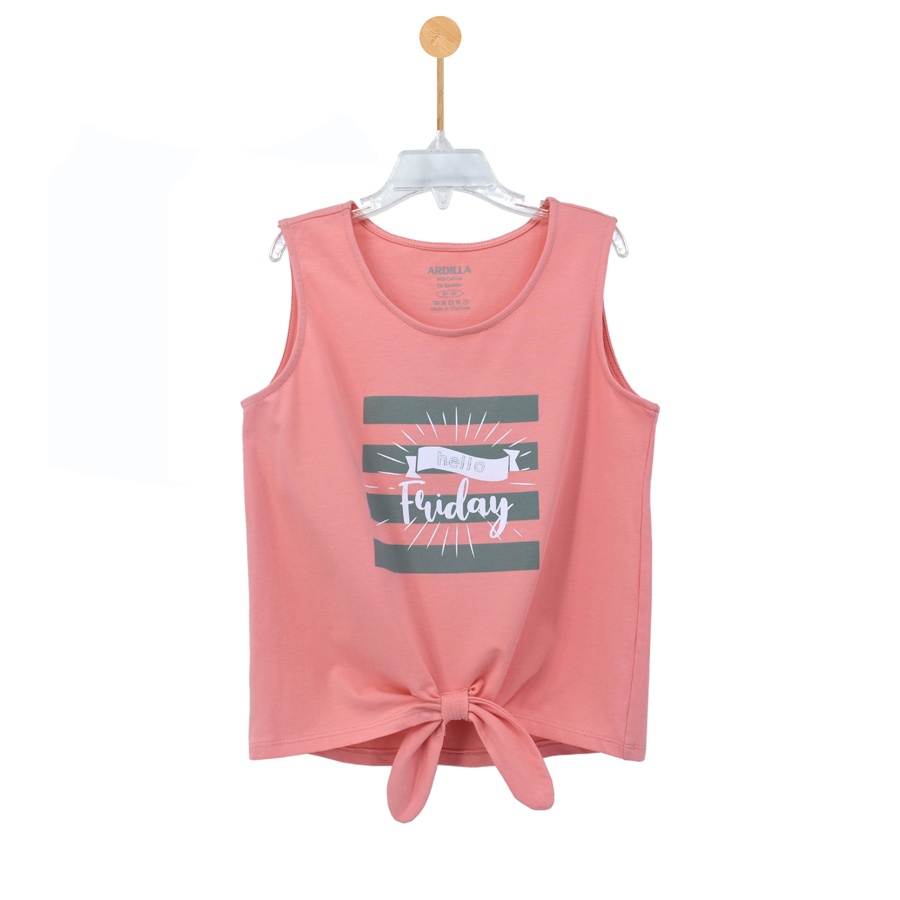 Áo sát nách bé gái ARDILLA thiết kế vạt áo buộc nơ xinh xắn, vải cotton mát mẻ cho bé 8-15 tuổi T100GSS20