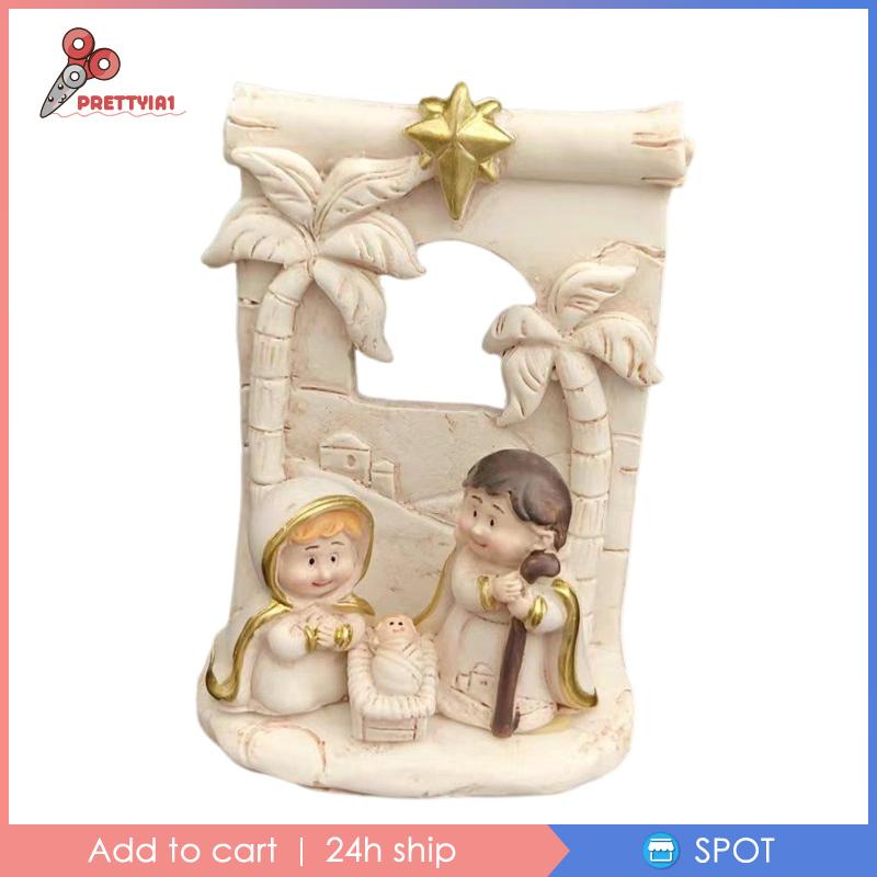 [Prettyia1] Tượng Gia Đình Thánh Giáng Sinh Để Bàn Hoặc Trưng Bày Trang Trí
