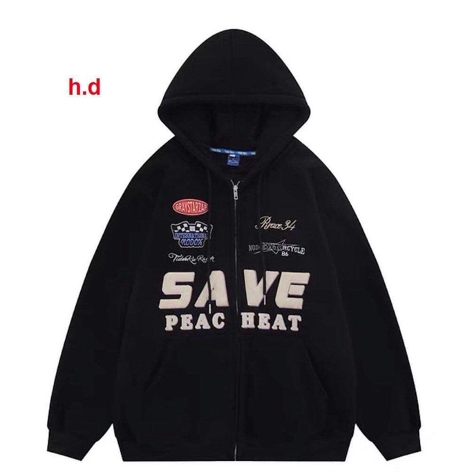 Áo khoác hoodie khoá bo tay SaVeHodie nữ form rộng dài vải nỉ chất đẹp giá rẻ không xù lông hàng quảng châu