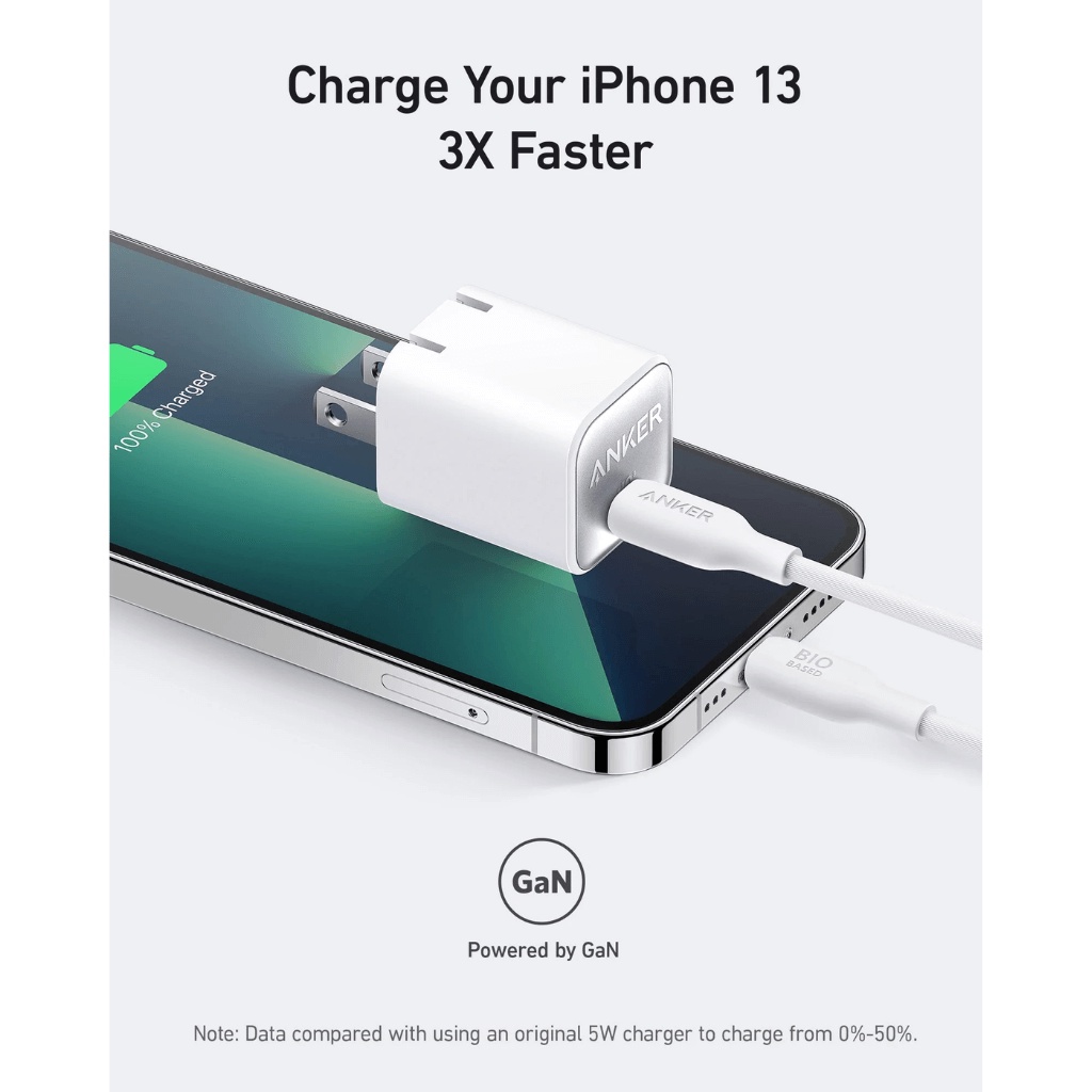 Sạc ANKER 511 Nano 30W 1 cổng USB-C PiQ 3.0 tương thích PD - A2147 - Hỗ trợ sạc nhanh 30W cho iPhone 13 trở lên
