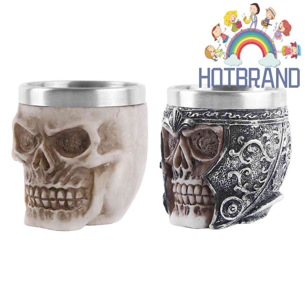 Cốc Uống Bia / Rượu Whiskey Bằng Resin Không Có Tay Cầm Hình Đầu Lâu Phong Cách Gothic Cổ Điển Trang Trí Nhà Cửa