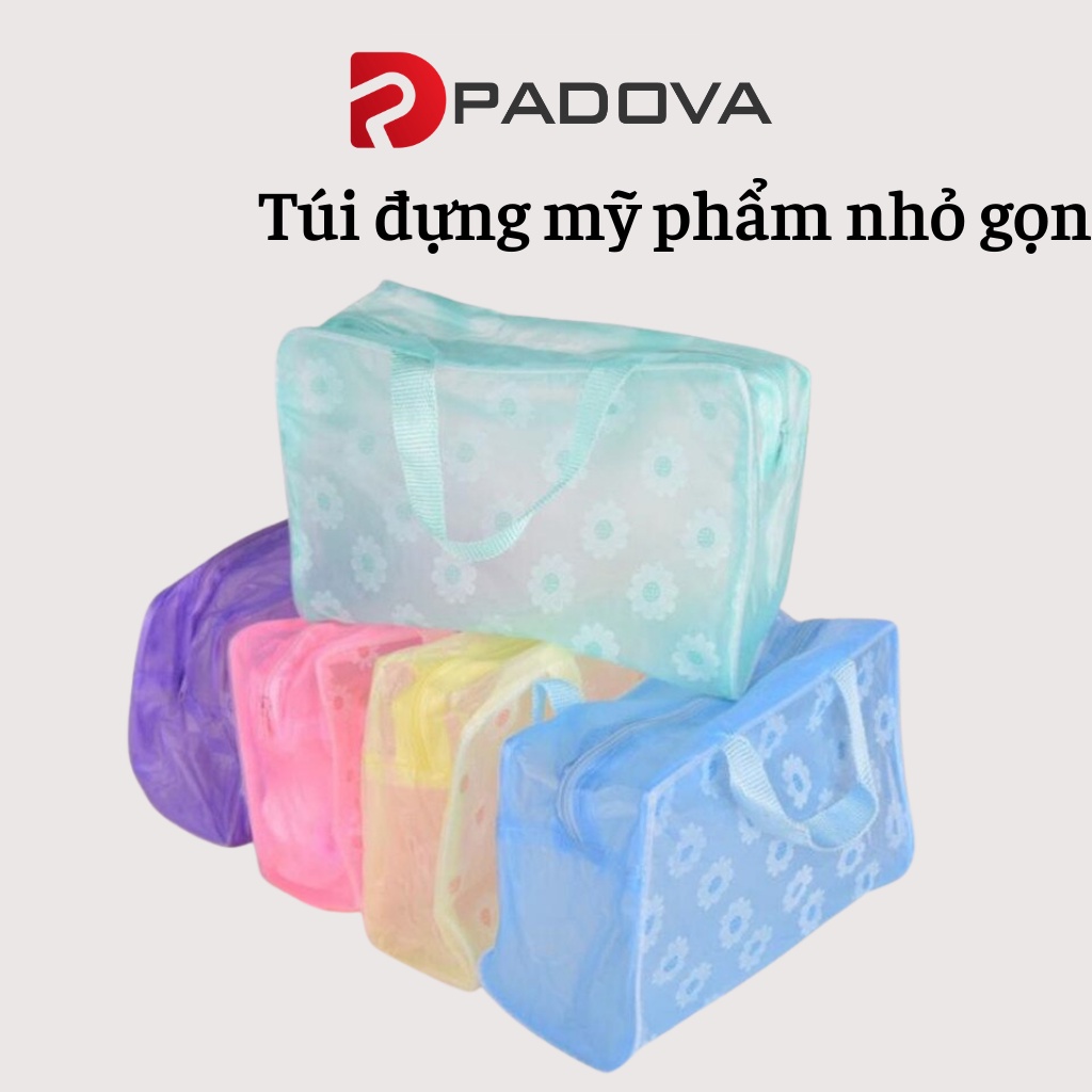 Túi Đựng Mỹ Phẩm, Đồ Dùng Cá Nhân Trong Suốt Họa Tiết Hoa Cúc, Chống Thấm Nước PADOVA 2838