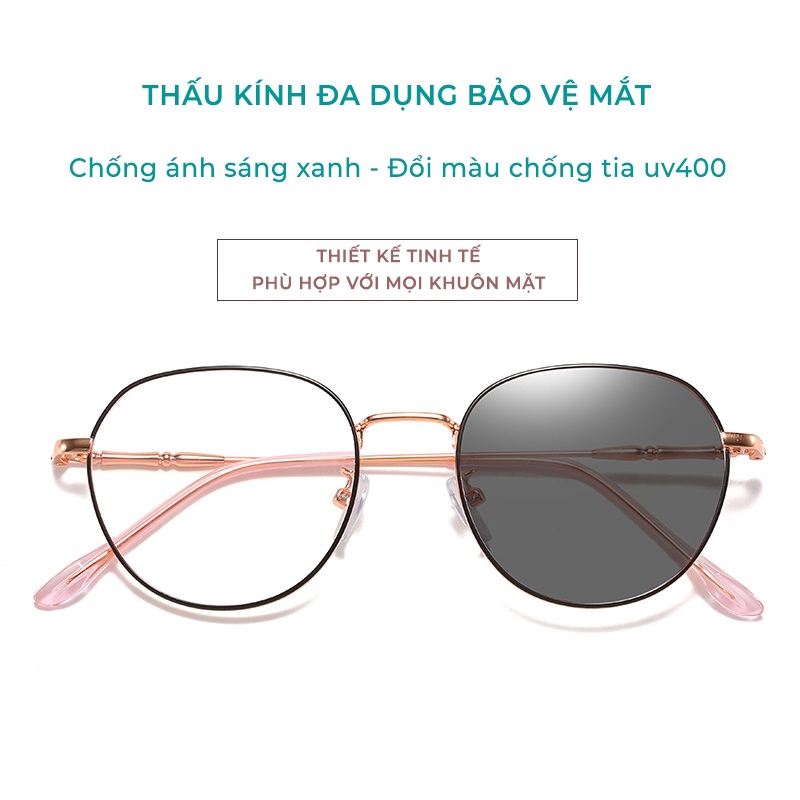 Gọng Kính Nam Nữ AORON Tròng Đổi Màu Chống Ánh Sáng Xanh Và Tia UV400 Phong Cách Hàn Quốc Phù Hợp Mặt Nhỏ Nam Nữ