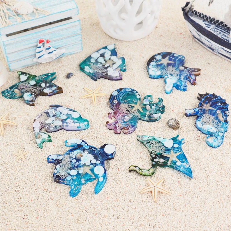 Khuôn Làm Móc Khóa Bằng Silicon Hình Động Vật Biển DIY