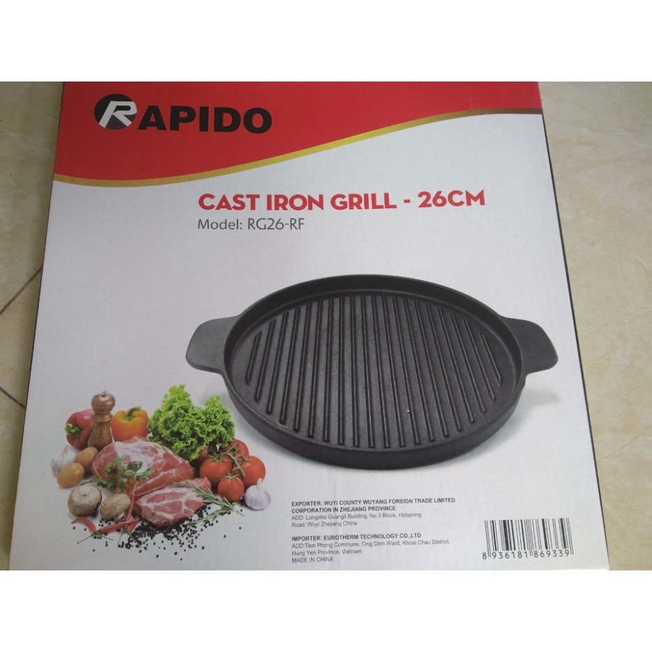 Chảo gang nướng Rapido bếp từ hồng ngoại