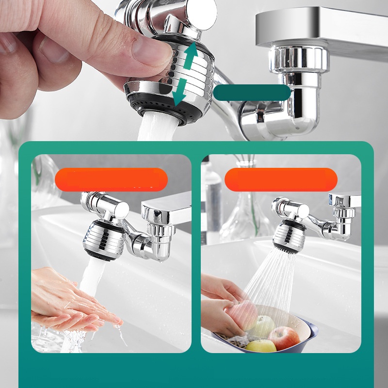 1080° Đầu Lọc Nối Dài Vòi Nước Bồn Rửa Chén 2 Chế Độ Chống Văng Thông Dụng Cho Nhà Bếp / Phòng Tắm