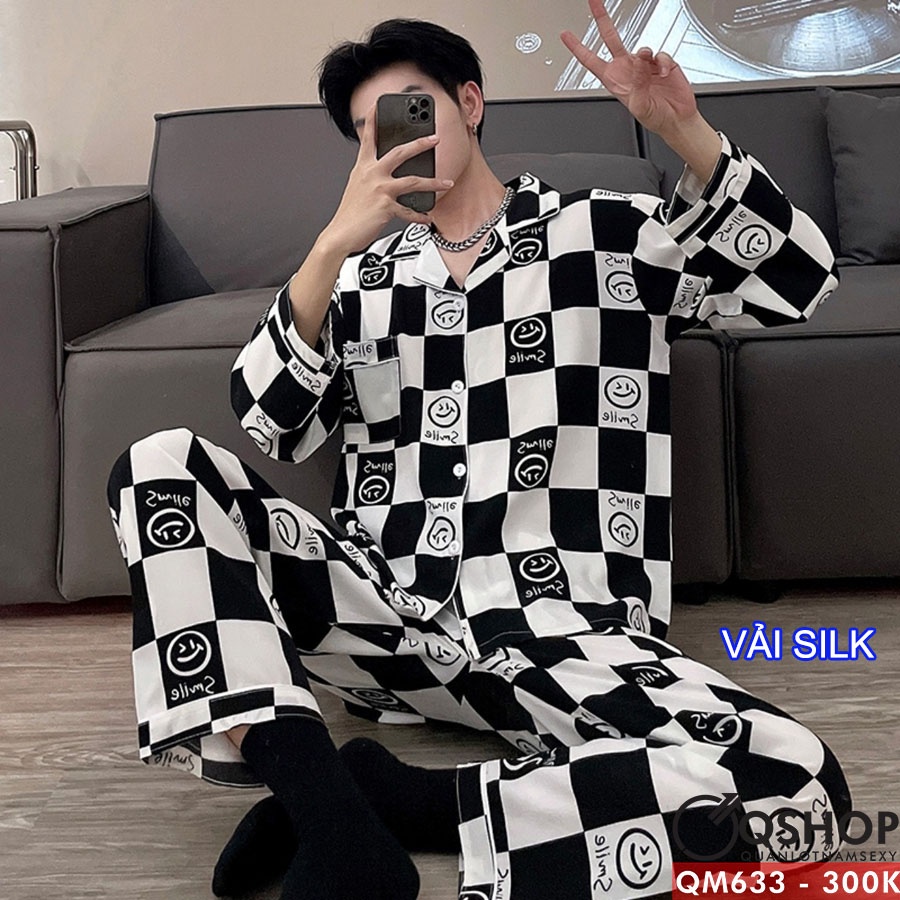 Bộ đồ pijama nam quần dài, tay dài cao cấp QSHOP QM633
