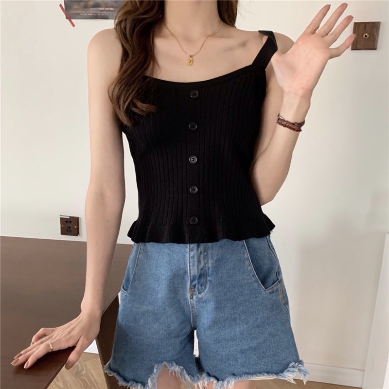 Áo Dệt Kim Không Tay Dáng Ôm Thời Trang Mùa Hè Dành Cho Nữ