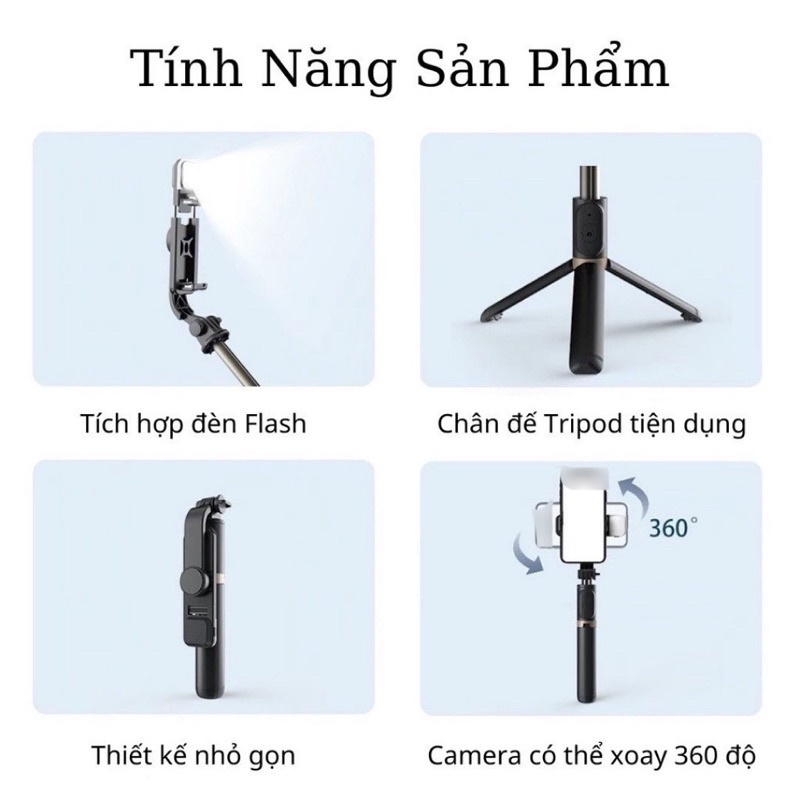 Gậy Tự Sướng Q07, Gậy Chụp Ảnh 3 Chân Đa Năng Cao Cấp , Kèm Đèn Selfie + Remote Bluetooth Siêu Tiện Lợi - TuHaiStore