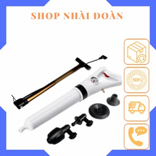 Bộ dụng cụ thông tắc bồn cầu bể phốt lavabo nén khí bơm tay rời
