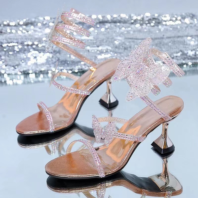 Xăng đan Cao Gót Hình Bướm Lấp Lánh Thời Trang Cho Nữ