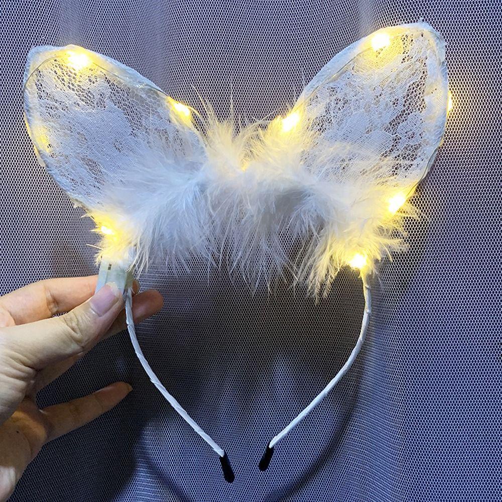 ANEMONE Băng Đô Tai Thỏ Có Đèn LED Dễ Thương