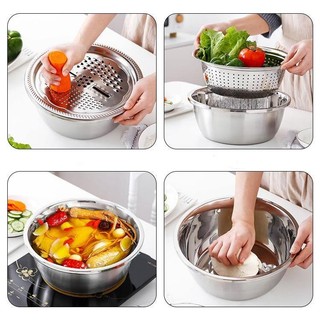 🛑FREESHIP🛑 Combo 5 Bộ rổ, chậu, nạo inox cao cấp