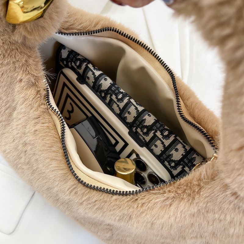 Túi xách lông nhung IELGY màu trơn dây xích thời trang cho nữ