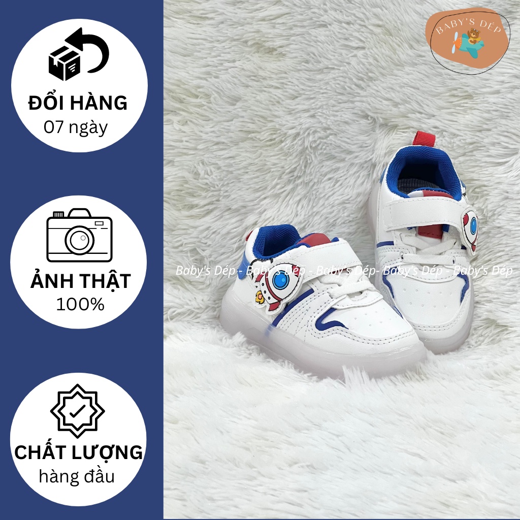 Giày Bata Phi Hành Gia Kiểu Dáng Thể Thao Đế Cao Su Chống Trượt, Có Đèn Cho Bé Trai, Bé Gái Từ 01 Tuổi Đến Dưới 04 Tuổi