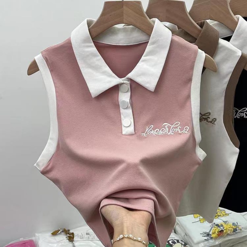 Áo Thun Polo Sát Nách Phong Cách Vintage Thời Trang Mùa Hè Dành Cho Nữ