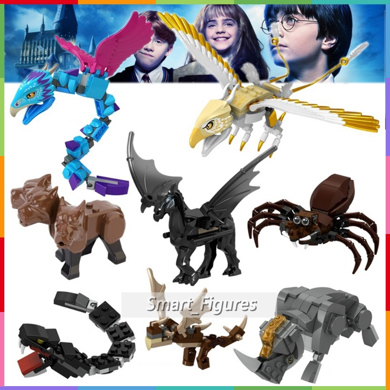 Fantastic Beasts Minifigures Thunderbird Occamy Erumpent Aragog Basilisk Thestral Fluffy Mini Figures Harry Potter