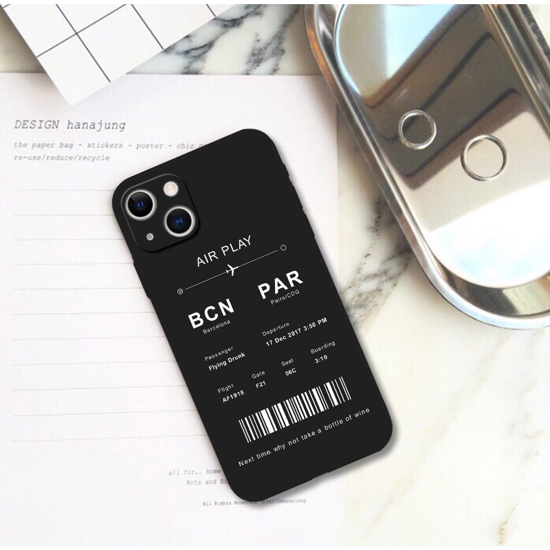 Ốp Điện Thoại Mềm Hình Vé Máy Bay Cho iphone 11 12 pro max xr 6s 7 8 plus se2 13 mini 14 15 pro max x xs max