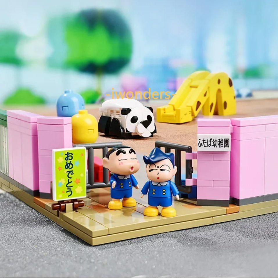Crayon Shinchan Đi Học Khối Xây Dựng Crayon Shinchan Mua Meatutaba Mẫu Giáo Hoạt Hình Sáng Tạo Tự Làm Đồ Chơi Kids education toys