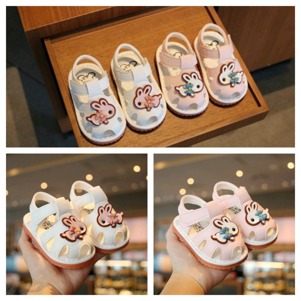 Dép rọ , sandal tập đi hình thỏ con có kèn xinh xắn cho bé gái từ 0 đến 2 tuổi