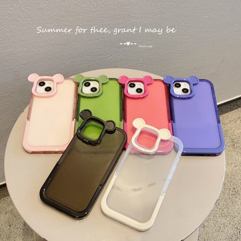 Ốp Điện Thoại Trong Suốt Chống Sốc Họa Tiết Gấu Dễ Thương Cho iPhone 14 13 12 11 Pro Max