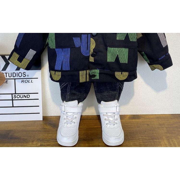 Áo Khoác Denim Lót Lông Cừu Dày Dặn Phong Cách Mới 2022 Cho Bé Trai