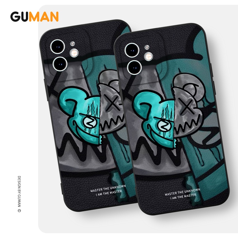 Ốp lưng GUMAN Mềm nam ngầu màu đen dễ thương đẹp Cho iPhone 14 13 12 11 Pro Max SE 2020 X XR XS 8 7 ip 6S 6 Plus kute XYB1046