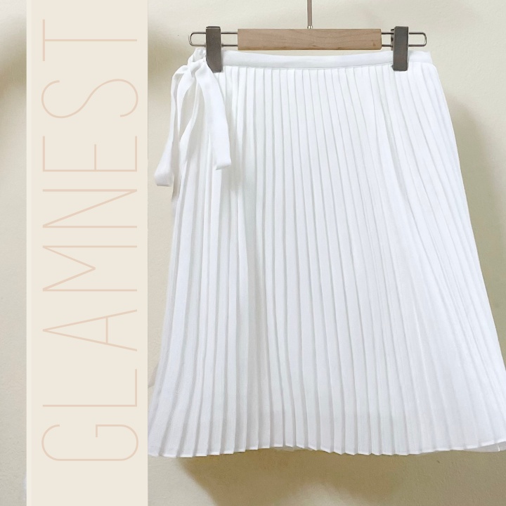 Chân Váy Bầu Dập Ly Dáng Ngắn 2 Màu Đen Trắng GLam Nest CV007