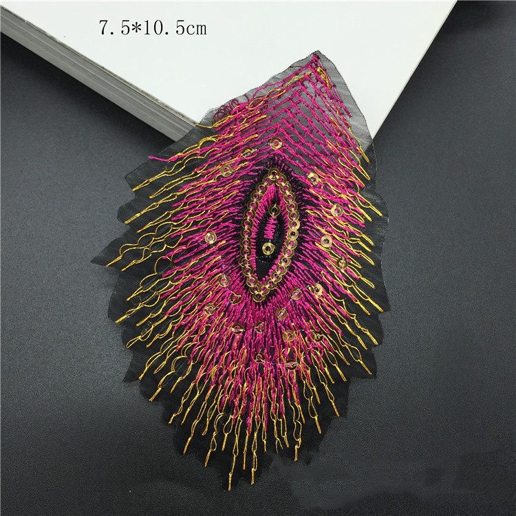 Miếng Dán Ủi Quần Áo Hình Lông Vũ / Chim Công Đính Kim Sa Lấp Lánh