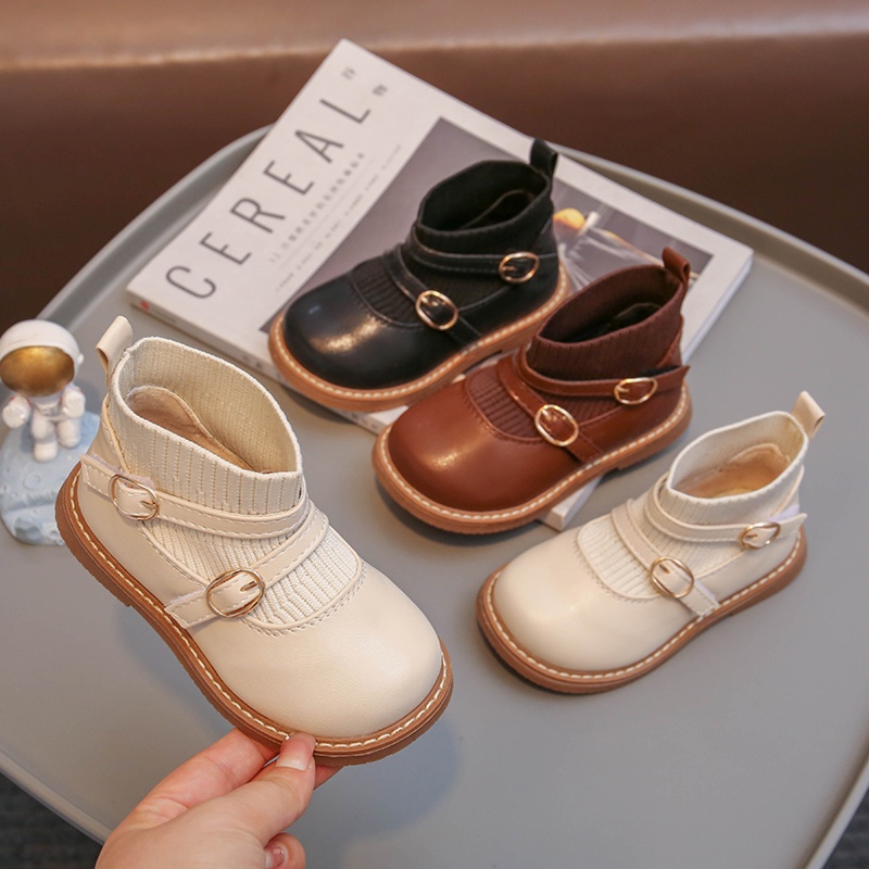 Giày Bốt Đế Mềm Chống Trượt Cho Bé Gái 2-8 Tuổi