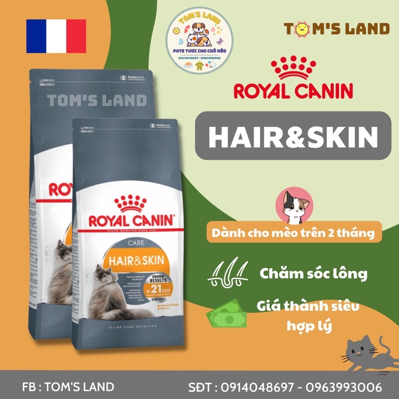 Hạt Royal Canin Hair & Skin Care Chăm Sóc Dưỡng Da và Dưỡng Lông Khỏe Mạnh Cho Mèo Trưởng Thành Hiệu Quả Sau 21 Ngày