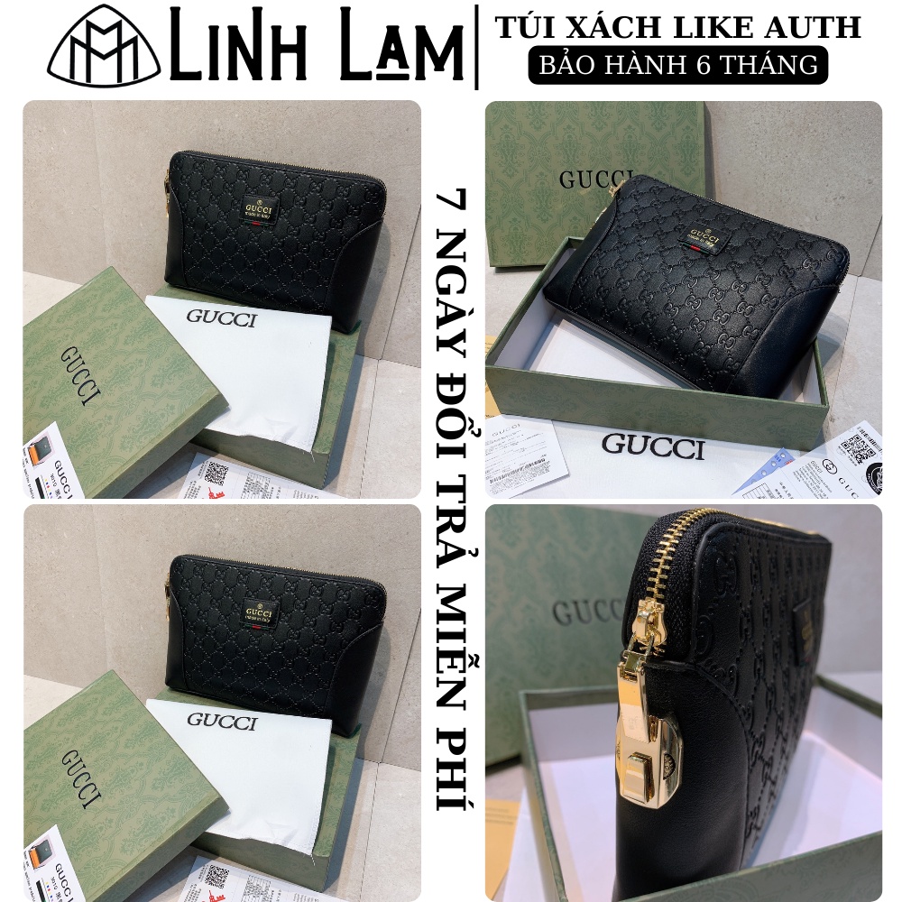 Ví nam cầm tay khóa mã số GUCC, ví nam clutch cao cấp sang chảnh,Size 27cm fullbox nam châm giấy nến, bảo hành 6 tháng