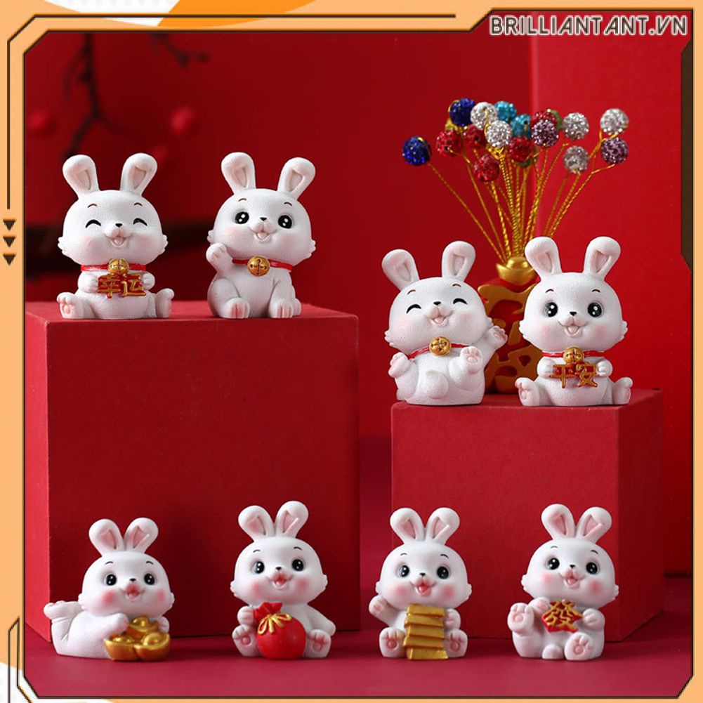 2023 Cny Thỏ Vật Trang Trí Diy Mini Nhựa Đồ Trang Trí Cung Hoàng Đạo Ornamen Lễ Hội Mùa Xuân Xe Máy Tính Để Bàn Trang Trí Bri
