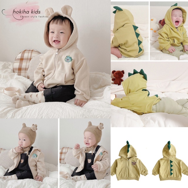 Áo khoác cho bé trai bé gái phong cách Hàn Quốc siêu dễ thương 2 màu be vàng size 6-14kg TE34