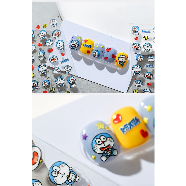 Miếng Dán Móng Tay 5D Hình Doraemon Chống Thấm Nước