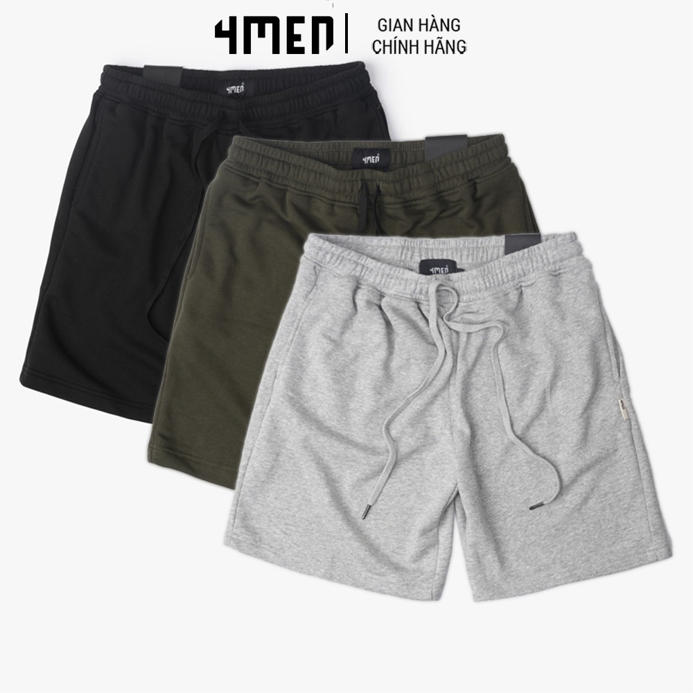 Quần Short Nam Form Regular Basic 4MEN QS031 trơn chất liệu cotton thấm mồ hôi, co giãn tốt, thoáng mát, đơn giản