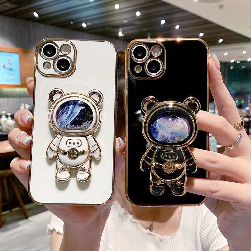 Ốp Điện Thoại Silicone TPU Mềm Với Giá Đứng Họa Tiết Phi Hành Gia Cho VIVO S1 S1 Pro S15 Pro S15E S15 S12 S12 Plus S10E V23E