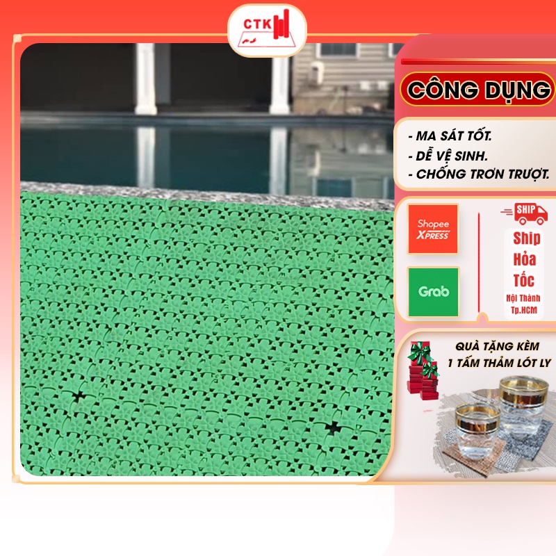 Thảm nhựa trải sàn nhà tắm chống trơn, thảm lót sàn nhà dạng tấm nhựa ghép hoa mai 30cm x 30cm