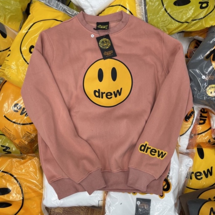 Áo nỉ bông SWEATER  DREW  mặt cười, Áo nỉ unisex nam nữ form rộng