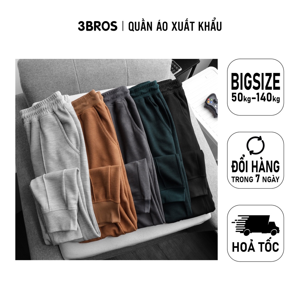 Quần Jogger Djohn pique cotton form slim Unisex , Quần thun dài ống bo bigsize ( 50kg - 100kg ) - 3bros Quần áo