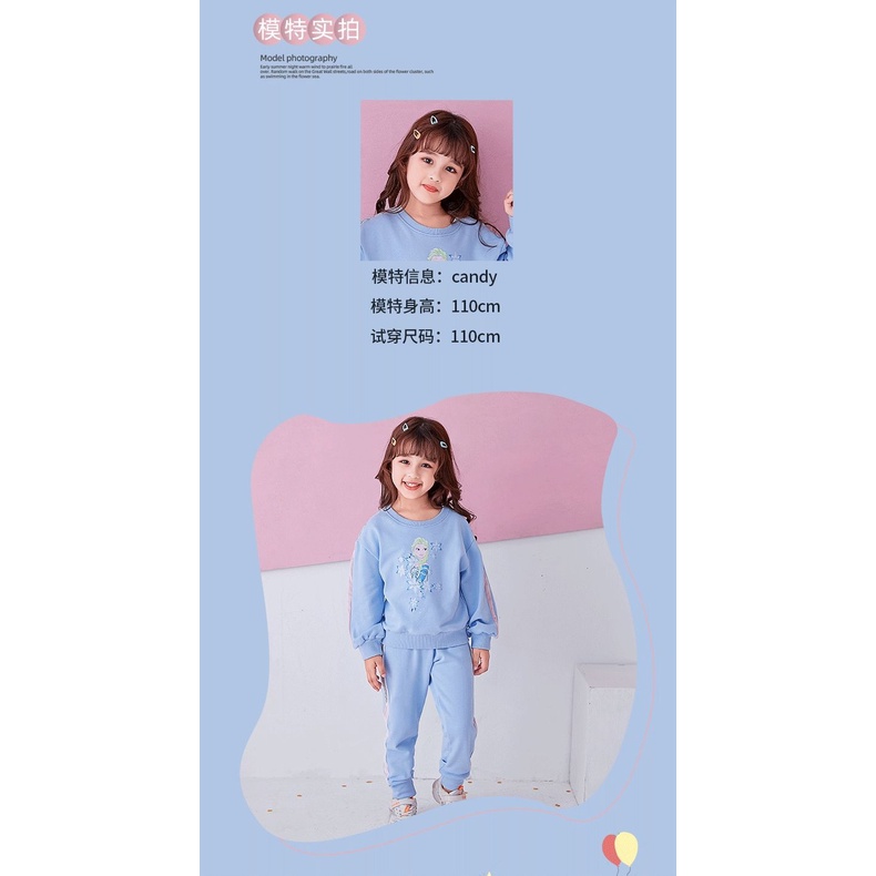 Bộ Nỉ Thu Đông Dài Tay Bé Gái Hình Elsa Siêu Đẹp Hàng QCCC