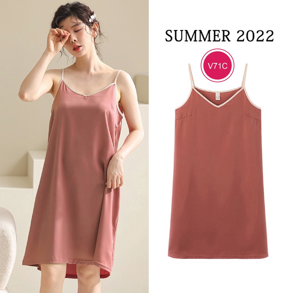 Váy 2 dây chất liệu lụa satin cao cấp thương hiệu Juni J71